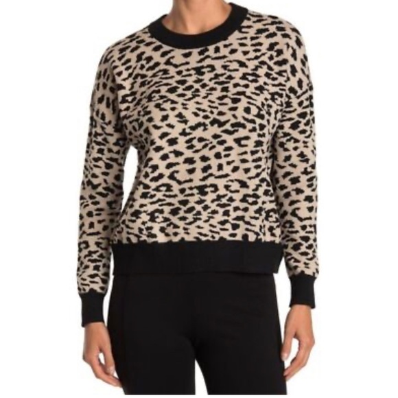Tahari Black/Cream leopard animal print soft sweater sz XL stretch/chic/classic - Picture 1 of 7